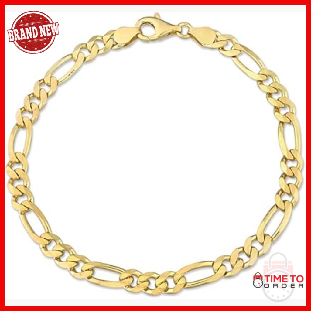 Italian Sterling Silver Figaro Chain Bracelet 5.5mm 7.5 Inch Lobster Clasp